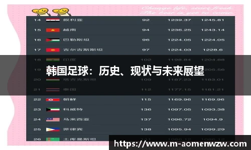 韩国足球：历史、现状与未来展望