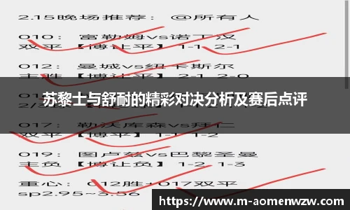 苏黎士与舒耐的精彩对决分析及赛后点评